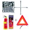 Fire Extinguisher + Wheel Spanner + 8 Pieces Flat & Ring Spanner + C-caution Sign.