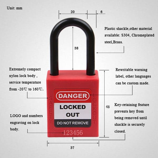 38mm Plastic Shackle Safety Padlock | Jashsupplies Nigeria